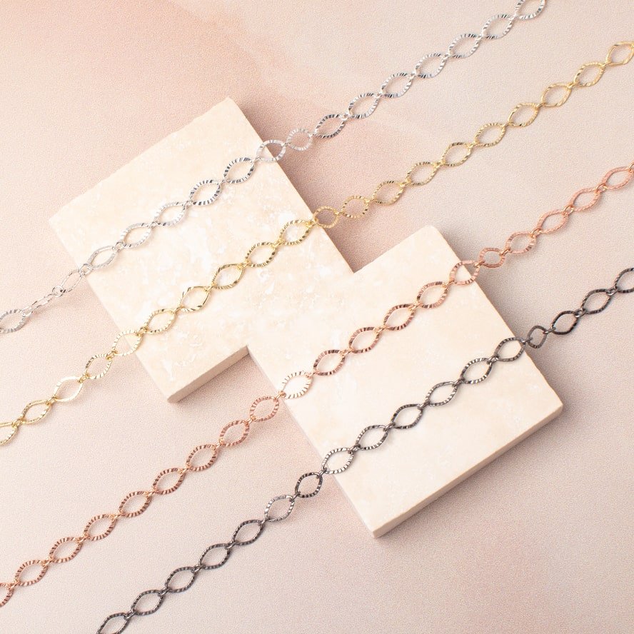 3 Feet - 5mm Corrugated Oval Link Chain - Beadsofcambay.com