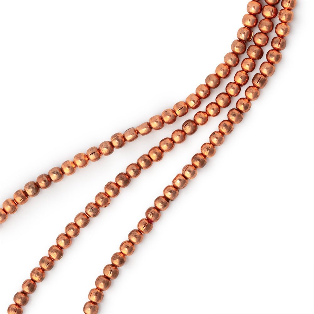 3 strand - 2mm Bright Copper plain round Beads 8 inch each - Beadsofcambay.com