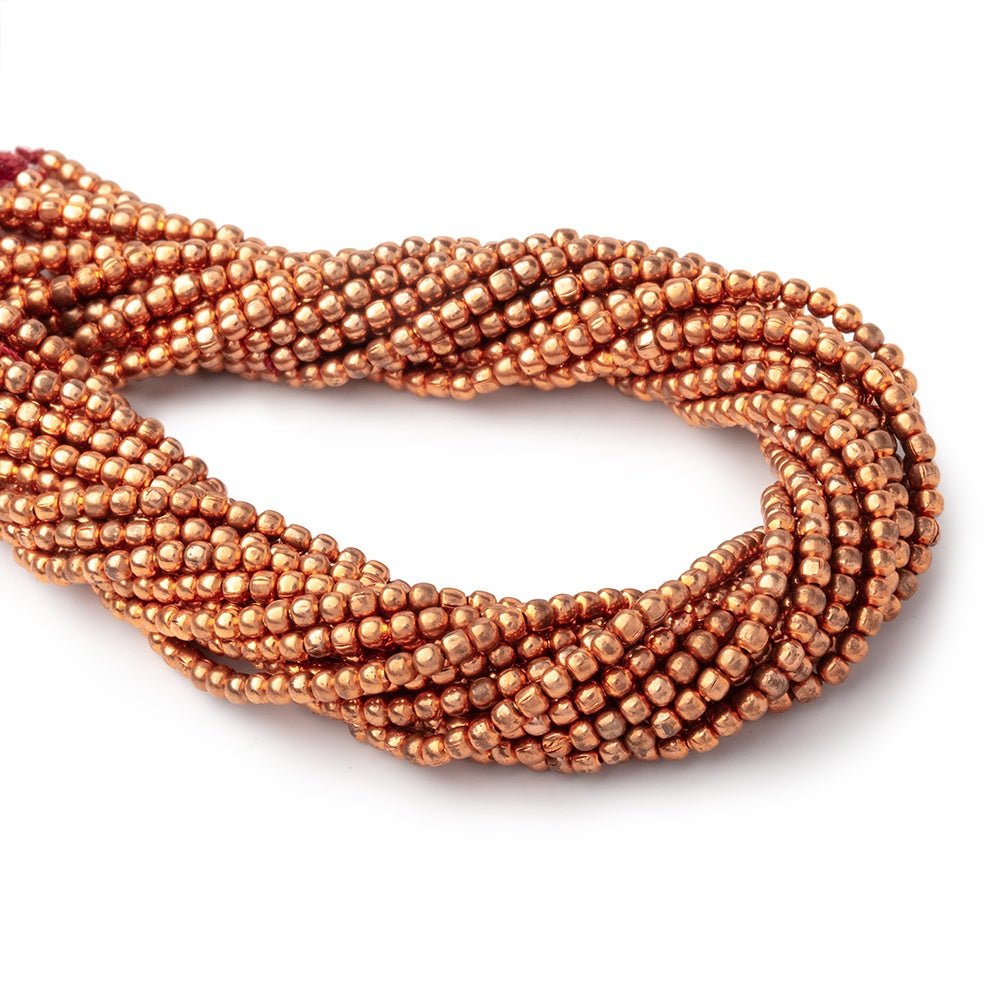 3 strand - 2mm Bright Copper plain round Beads 8 inch each - Beadsofcambay.com