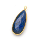 30x13.5mm Vermeil Bezel Lapis Lazuli Faceted Pear Pendant 1 piece - Beadsofcambay.com
