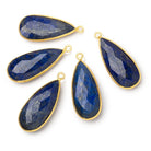30x13.5mm Vermeil Bezel Lapis Lazuli Faceted Pear Pendant 1 piece - Beadsofcambay.com