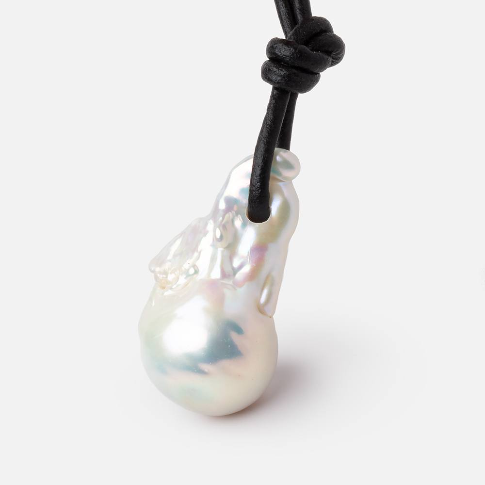 30x14mm Off White Baroque Large Hole Pearl Focal Bead 1 piece AAA - Beadsofcambay.com