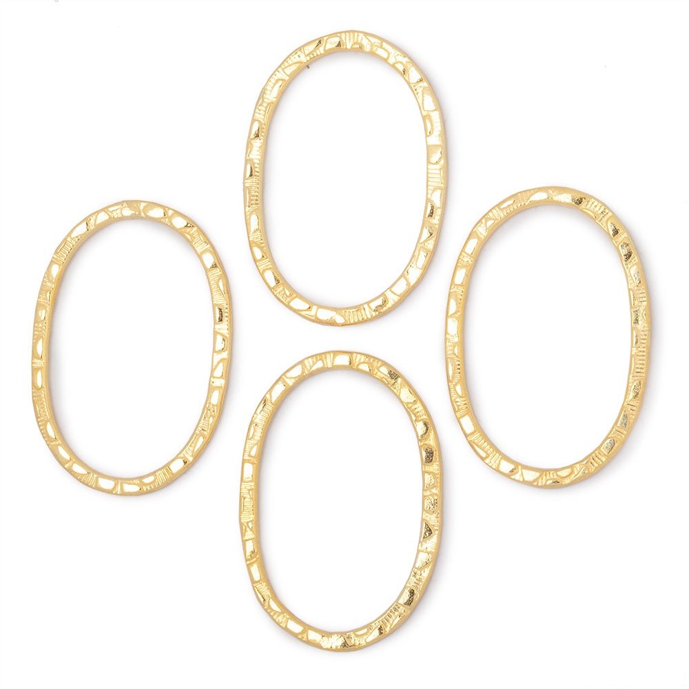 30x20mm Stamped Oval Charm Set of 4 pieces - Beadsofcambay.com