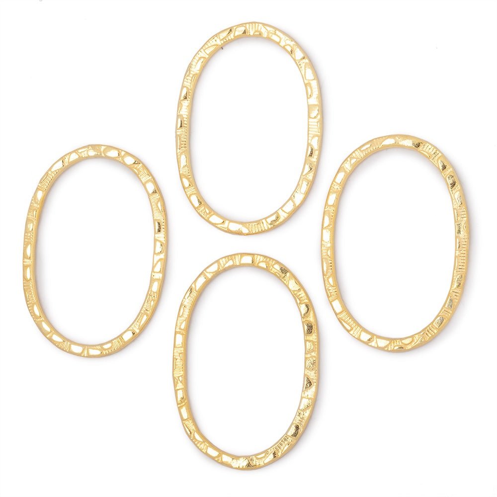 30x20mm 22kt Gold Plated Oval Charm Set of 4 pieces - Beadsofcambay.com
