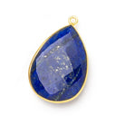 30x21mm Vermeil Bezel Lapis Lazuli Faceted Pear Pendant 1 piece - Beadsofcambay.com