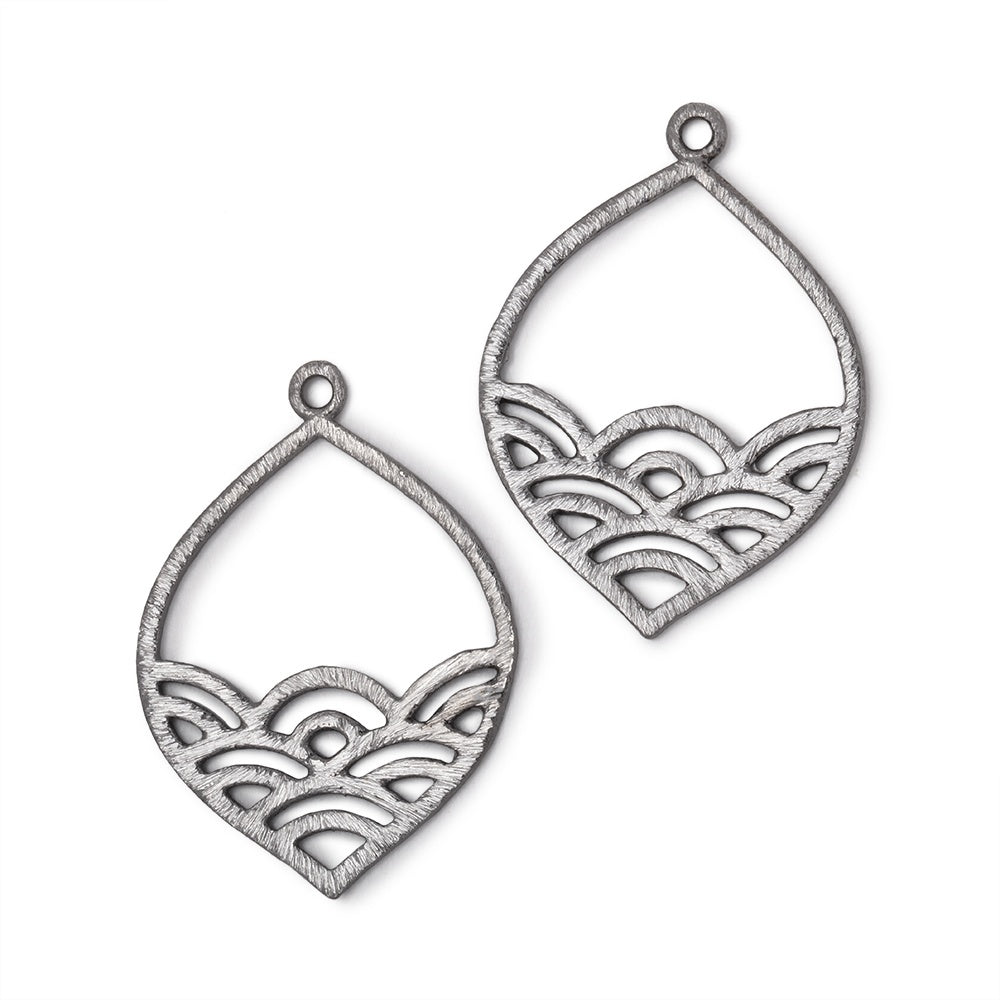 30x24mm Brushed Filigree Marquise Charm Set of 2 pieces - Beadsofcambay.com