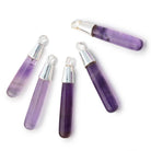 30x5.5mm Sterling Silver Capped Amethyst Plain Tear Drop Pendant 1 piece - Beadsofcambay.com