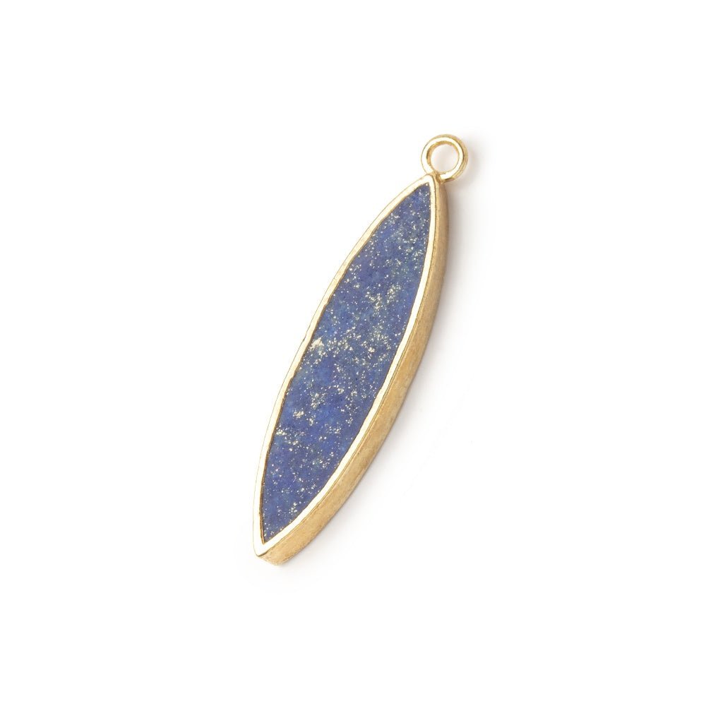 30x8mm Gold Leafed Lapis Lazuli Marquise Focal Pendant 1 piece - Beadsofcambay.com