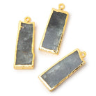 31x13mm Gold Leafed Moss Aquamarine Slice Pendant Focal 1 piece - Beadsofcambay.com