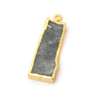 31x13mm Gold Leafed Moss Aquamarine Slice Pendant Focal 1 piece - Beadsofcambay.com