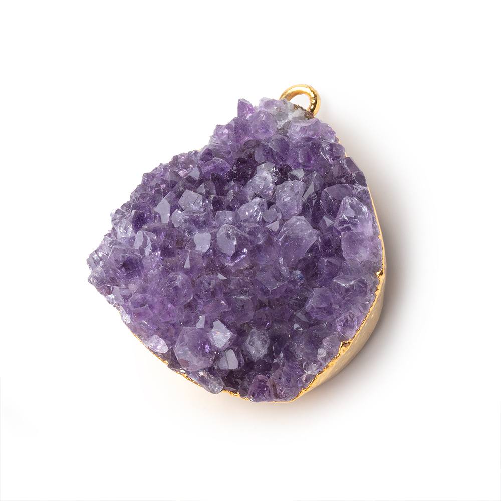 31x28mm Gold Leafed Amethyst Drusy Pendant 1 piece - Beadsofcambay.com