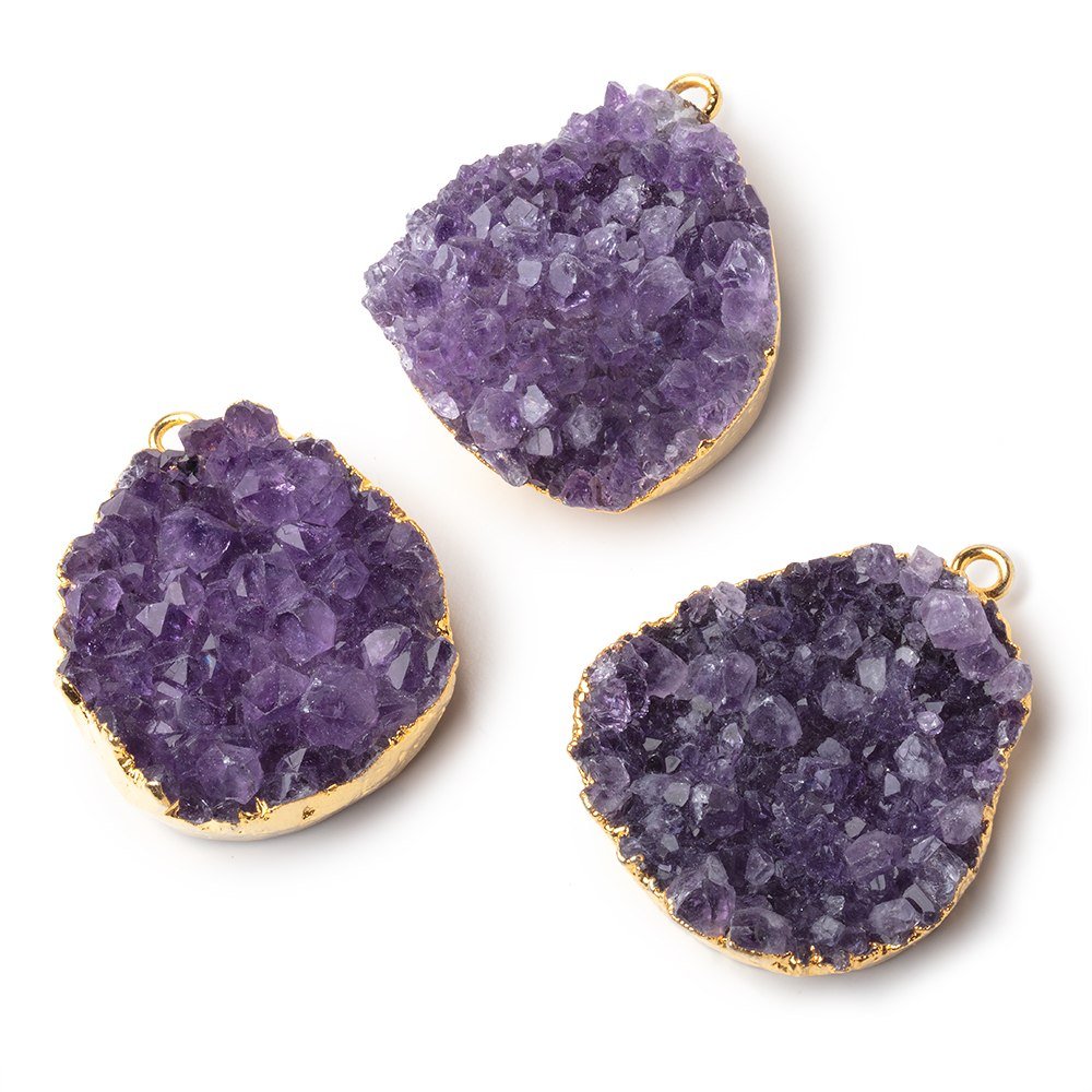 31x28mm Gold Leafed Amethyst Drusy Pendant 1 piece - Beadsofcambay.com