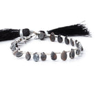 5x4-8x5mm Black Drusy Agate Pear Beads 7.5 inch 23 pieces - BeadsofCambay.com