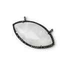 32x17mm Black Gold CZ Bezel Rainbow Moonstone Marquise Connector 1 Focal - Beadsofcambay.com