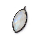 32x17mm Black Gold CZ Bezel Rainbow Moonstone Marquise Pendant 1 Focal - Beadsofcambay.com