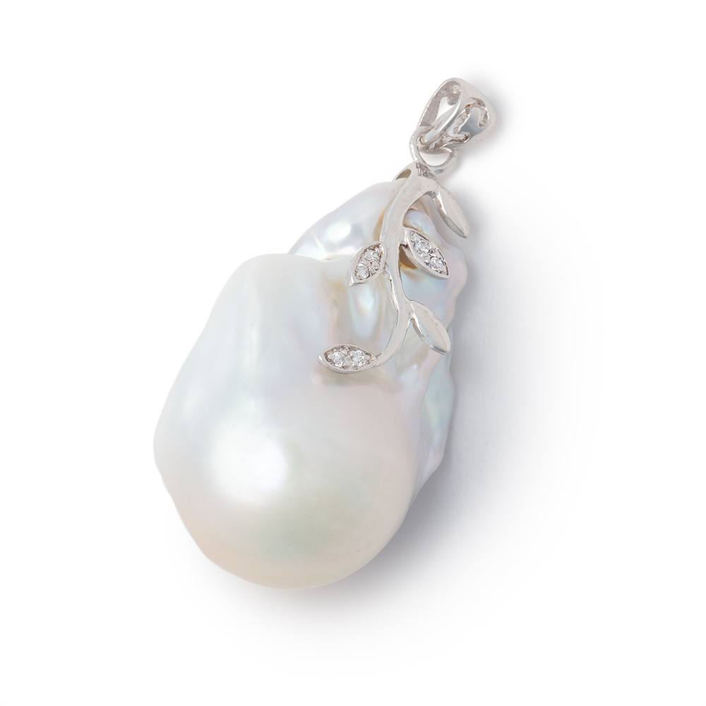 32x21mm .925 Silver Capped White Ultra Baroque Pearl Pendant 1 focal - Beadsofcambay.com