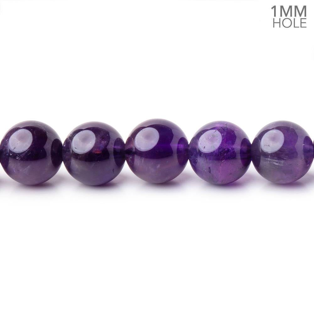 8mm Amethyst Plain Round Beads 14.5 inch 48 pieces 1mm hole A - BeadsofCambay.com