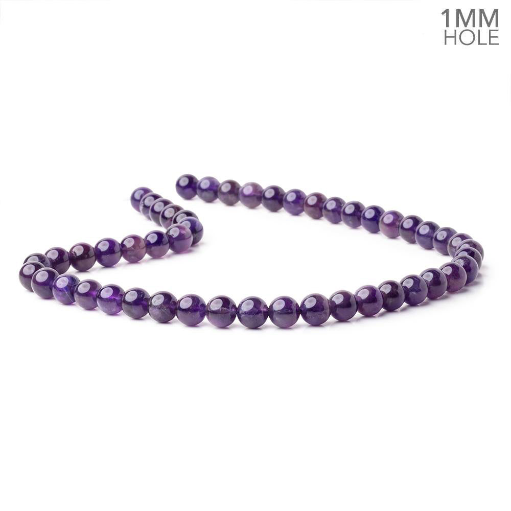 8mm Amethyst Plain Round Beads 14.5 inch 48 pieces 1mm hole A - BeadsofCambay.com