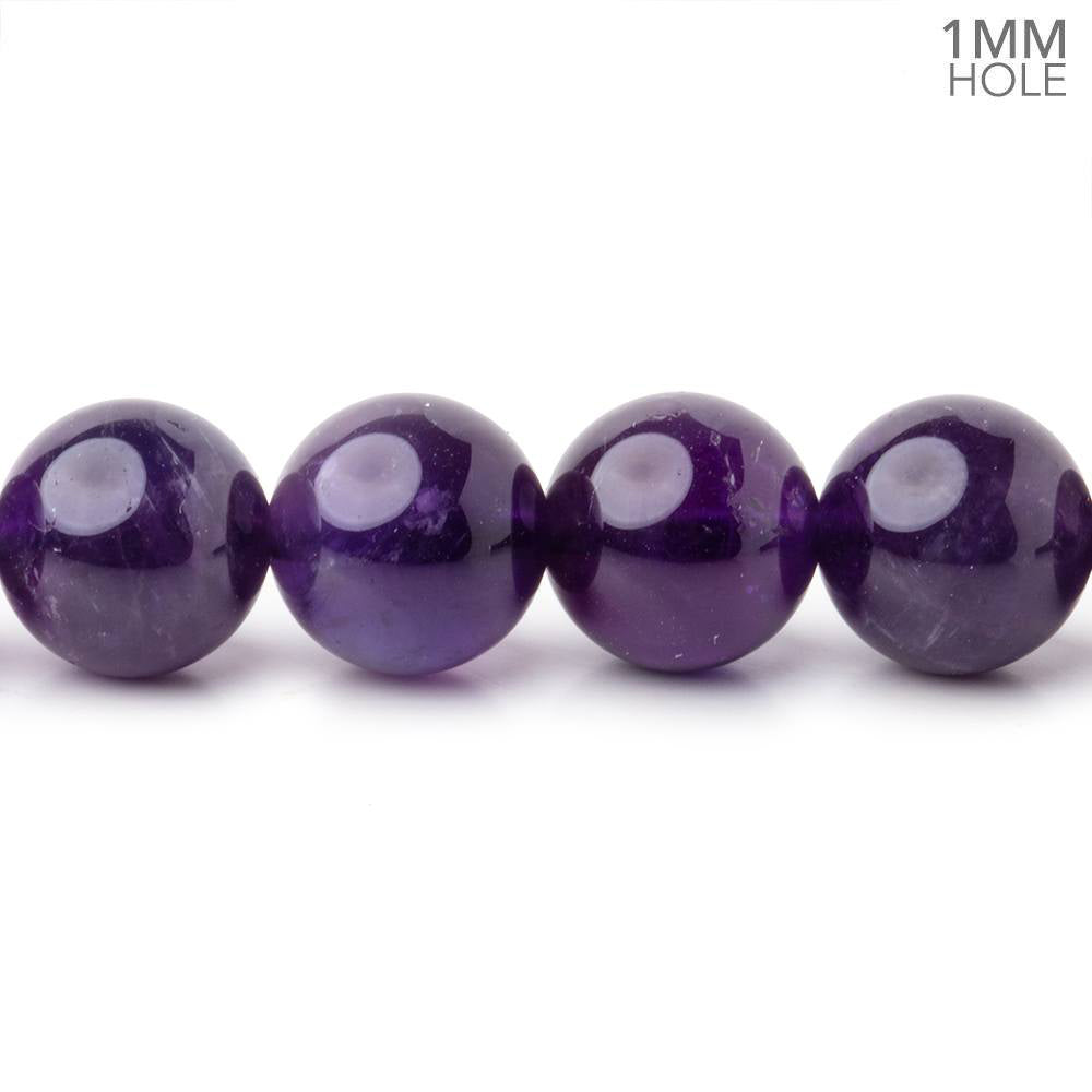10mm Amethyst Plain Round Beads 15 inch 37 pieces AA 1mm Hole - BeadsofCambay.com