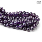 10mm Amethyst Plain Round Beads 15 inch 37 pieces AA 1mm Hole - BeadsofCambay.com