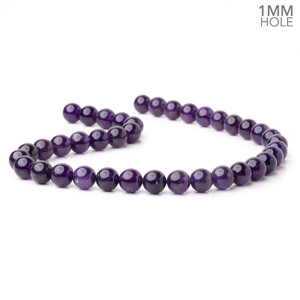 10mm Amethyst Plain Round Beads 15 inch 37 pieces AA 1mm Hole - BeadsofCambay.com