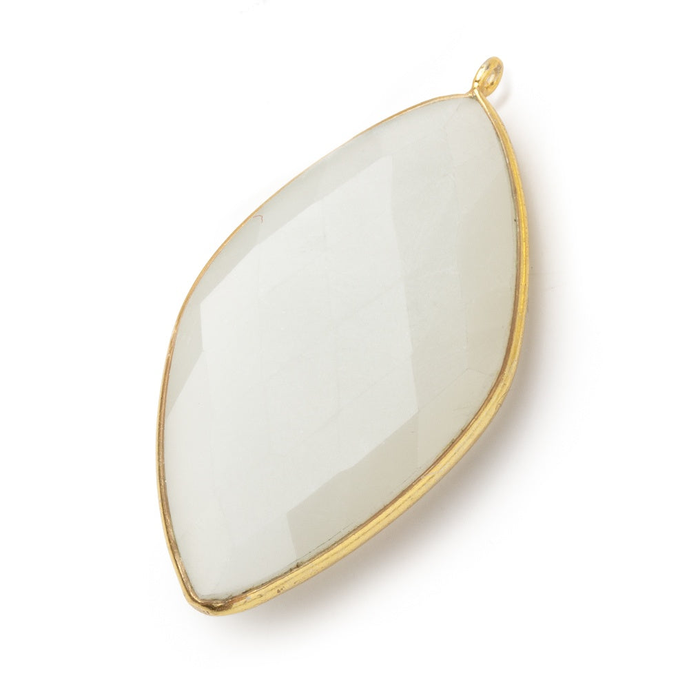 44x25mm Vermeil Bezel Beige Moonstone faceted kite Pendant 1 piece - BeadsofCambay.com