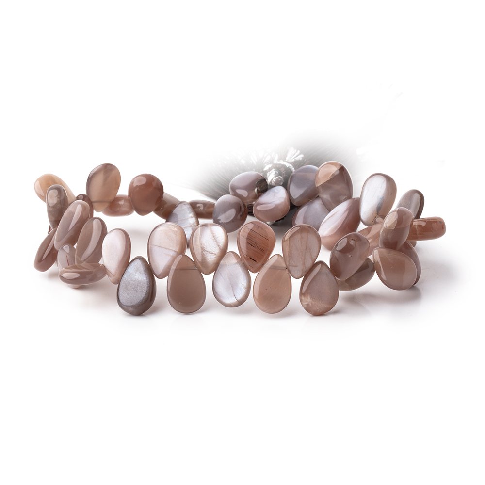 10-12mm Chocolate Moonstone Plain Pear 8 inch 42 Beads - BeadsofCambay.com