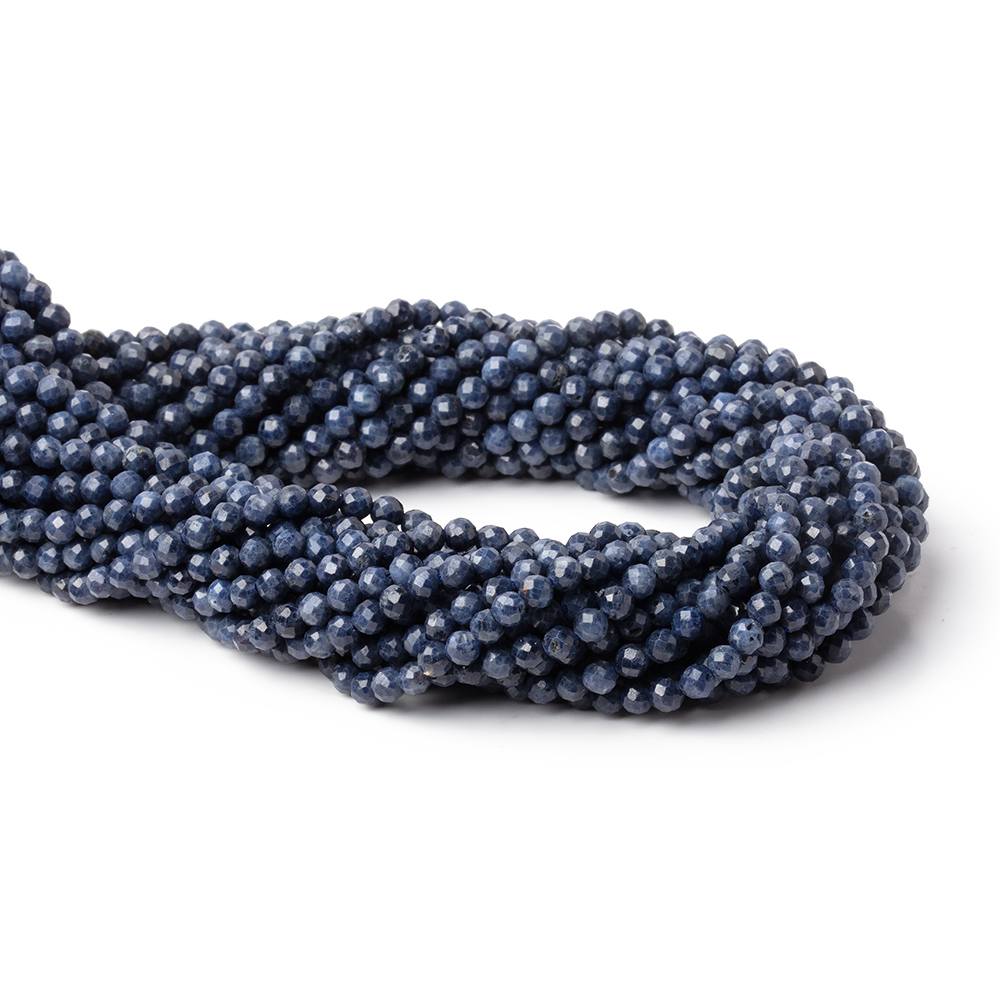 3.3mm Blue Sapphire Micro Faceted Round Beads 12.75 inch 100 pieces - Beadsofcambay.com