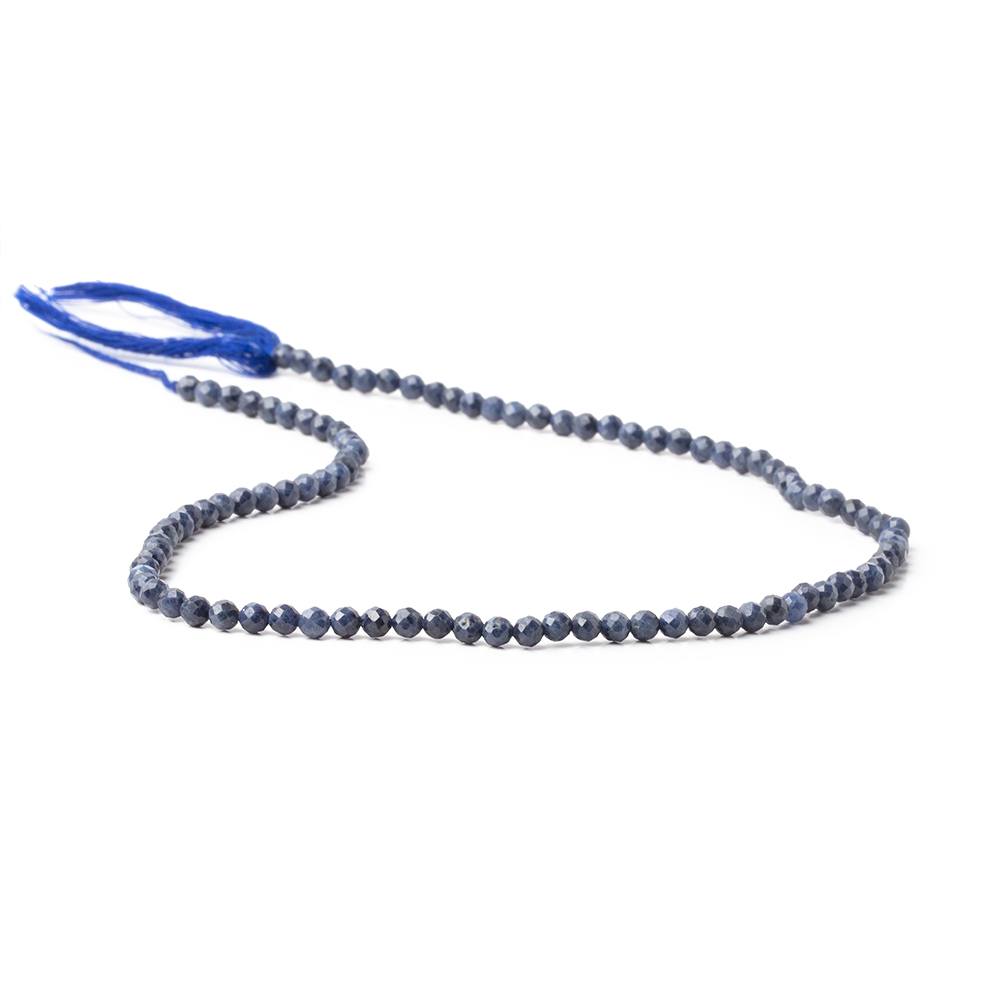 3.3mm Blue Sapphire Micro Faceted Round Beads 12.75 inch 100 pieces - Beadsofcambay.com