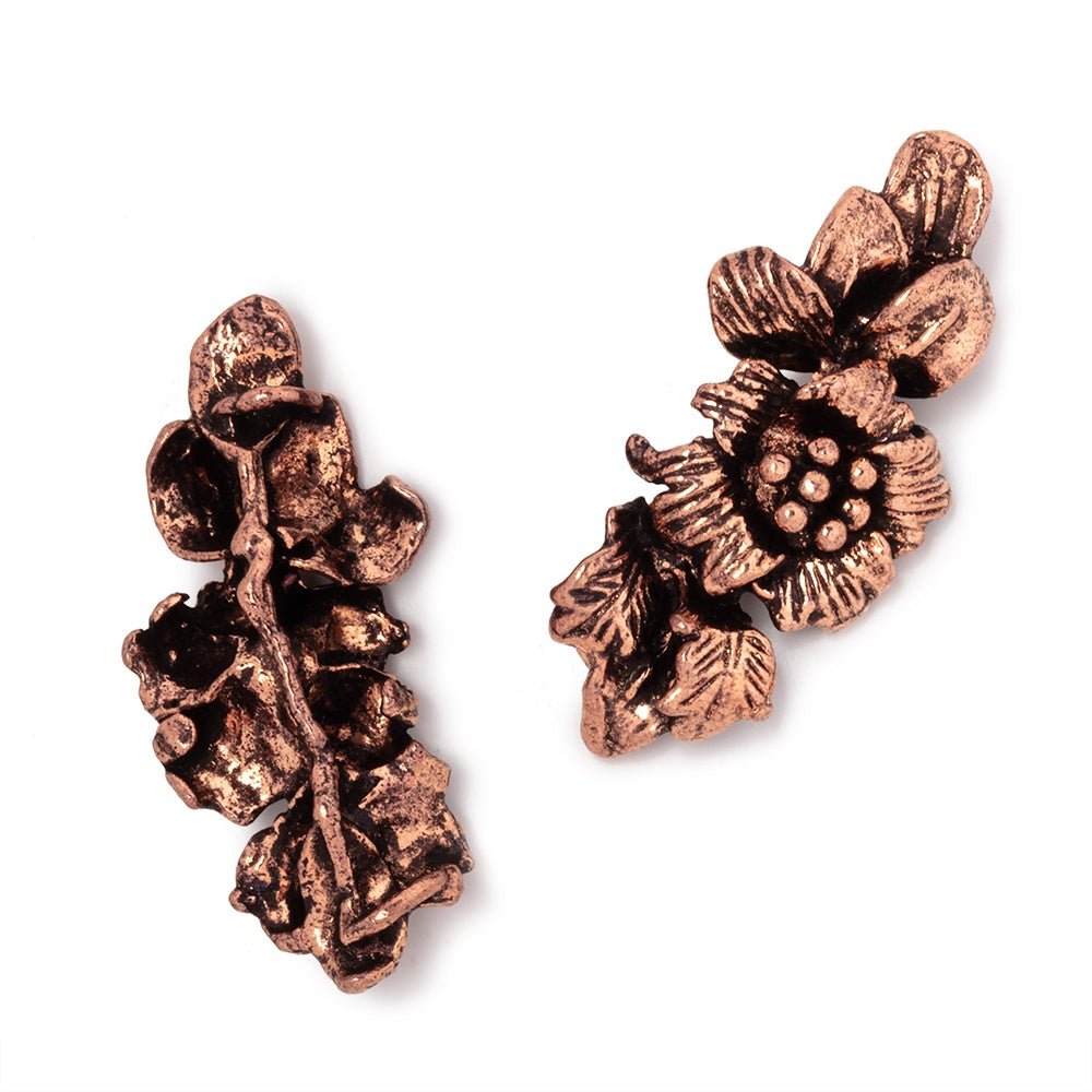 33x15mm Hibiscus Flower Slider Charm Set of 2 pieces - Beadsofcambay.com