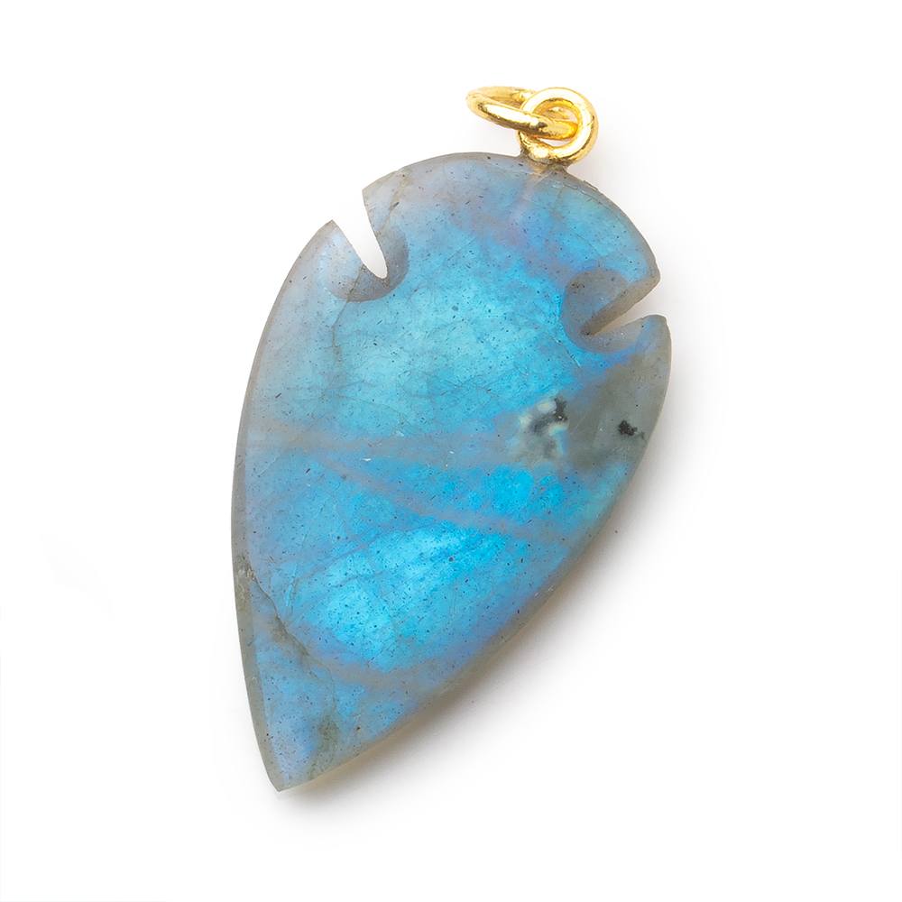 33x20mm Matte Labradorite Plain Arrowhead Pendant 1 Focal - Beadsofcambay.com