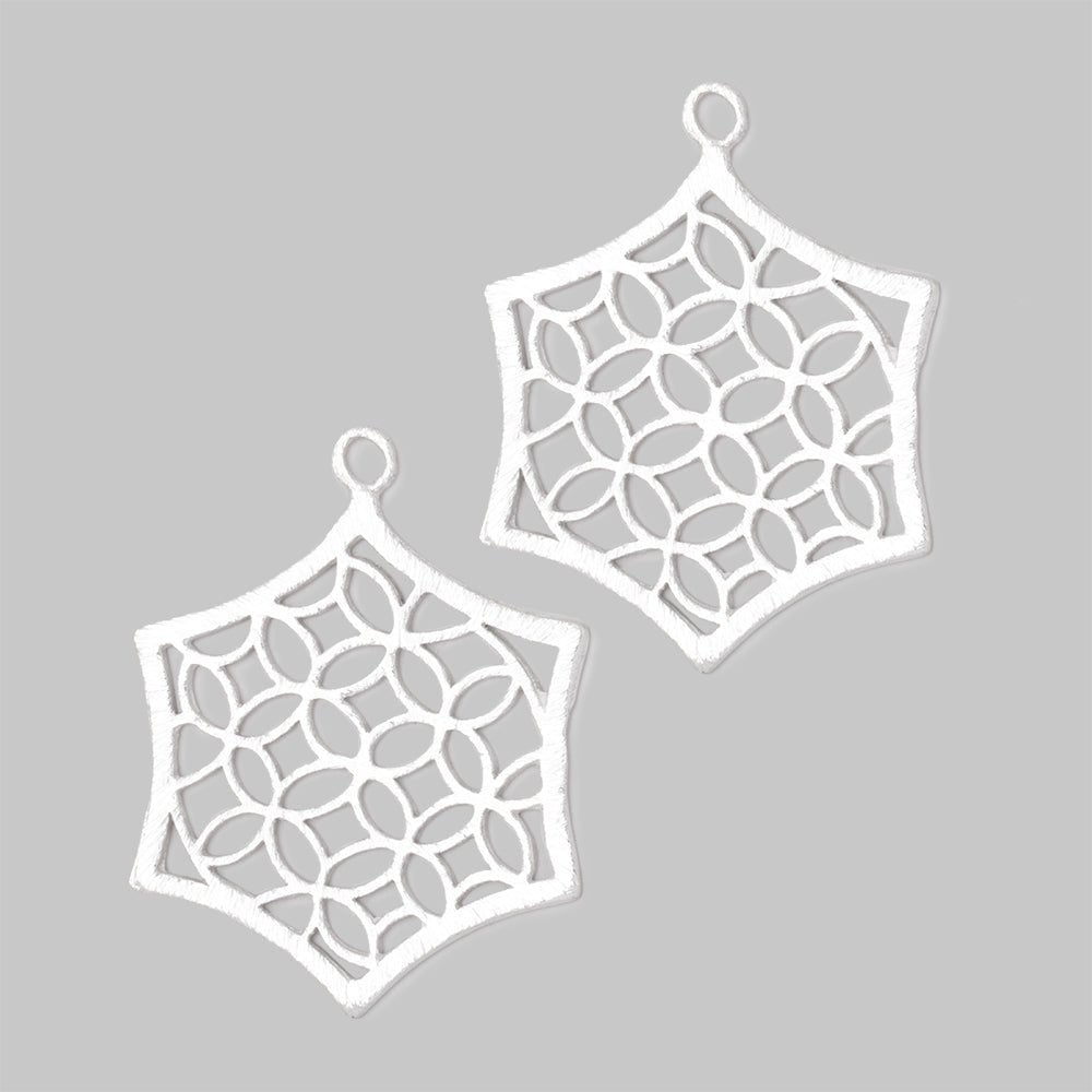 33x30mm Brushed Filigree Hexagon Charm Set of 2 pieces - Beadsofcambay.com