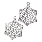 33x30mm Brushed Filigree Hexagon Charm Set of 2 pieces - Beadsofcambay.com