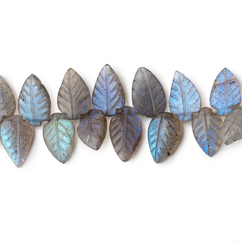 10-12mm Labradorite Carved Leaf Beads 7.5 inch 42 pieces AA - BeadsofCambay.com