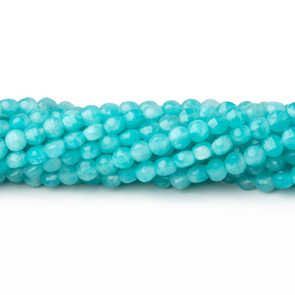 3.7mm Amazonite checkerboard calibrated faceted coins 12.5 inch 90 beads AAA - BeadsofCambay.com