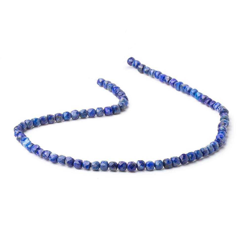 4mm Lapis Lazuli Micro Faceted Cubes 12.5 inch 78 Beads - BeadsofCambay.com