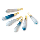 Gold Leafed Teal Banded Agate tear drop Pendant 1 focal bead - BeadsofCambay.com