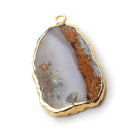 27x18mm Gold Leafed Blue Chalcedony & Matrix plain slice 1 Pendant - BeadsofCambay.com