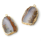 27x18mm Gold Leafed Blue Chalcedony & Matrix plain slice 1 Pendant - BeadsofCambay.com