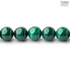 8mm Malachite Plain Round Beads 15.5 inch 48 pieces 1mm hole - BeadsofCambay.com