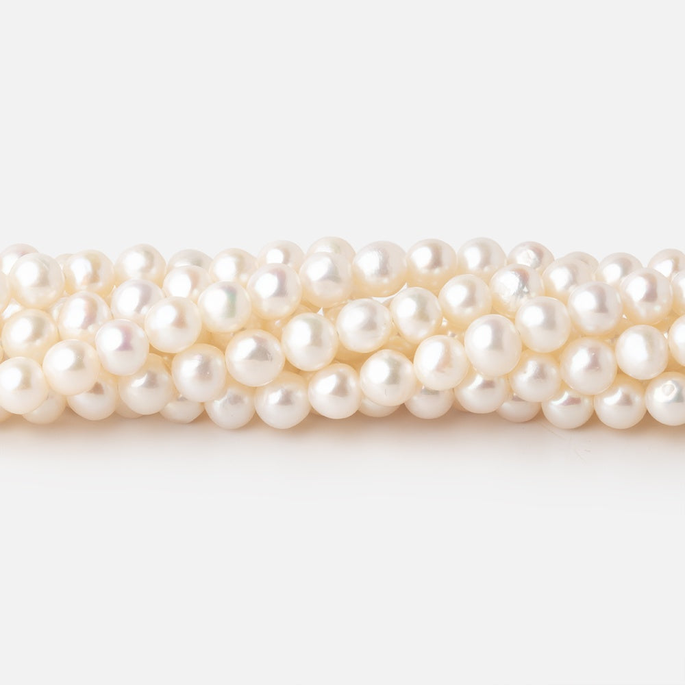 5mm Off White Side Drilled Off Round Freshwater Pearls 15.5 inch 85 Beads A - BeadsofCambay.com