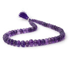6.5-13mm Amethyst Hand Carved Melon Rondelles 18 inch 69 beads AA - BeadsofCambay.com