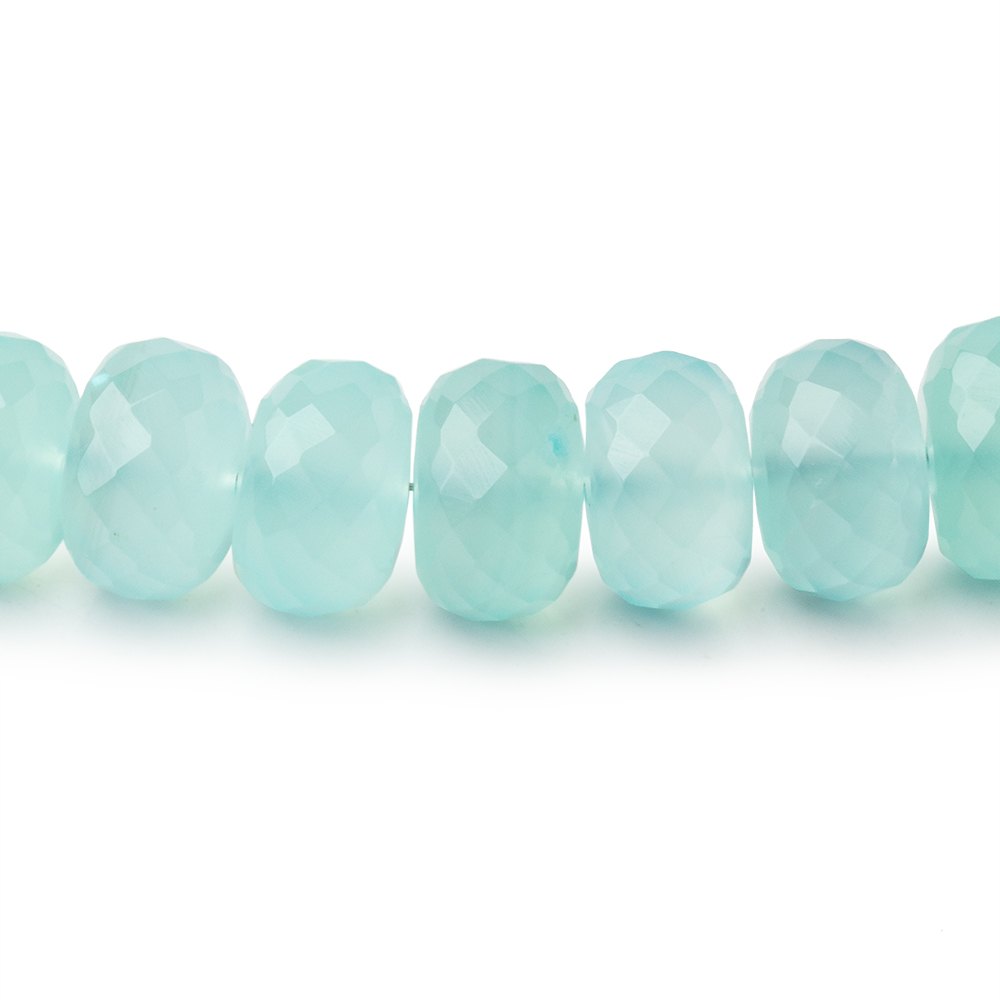 7.5-10mm Seafoam Blue Chalcedony Faceted Rondelle 16 inch 60 Beads - BeadsofCambay.com