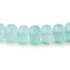 7.5-10mm Seafoam Blue Chalcedony Faceted Rondelle 16 inch 60 Beads - BeadsofCambay.com