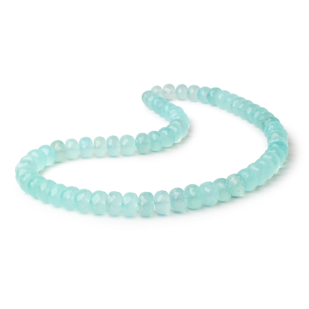 7.5-10mm Seafoam Blue Chalcedony Faceted Rondelle 16 inch 60 Beads - BeadsofCambay.com