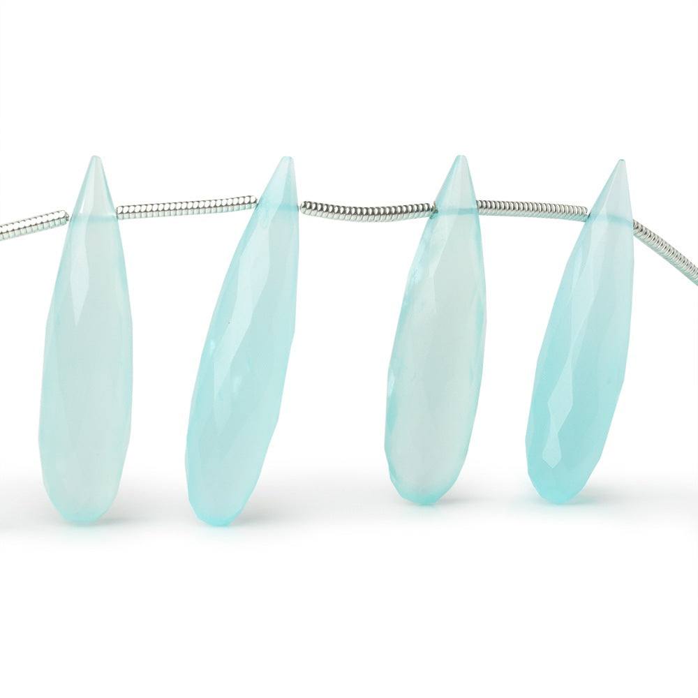 25-27mm Seafoam Blue Chalcedony Faceted Tear Drop 8 inch 14 Beads - BeadsofCambay.com