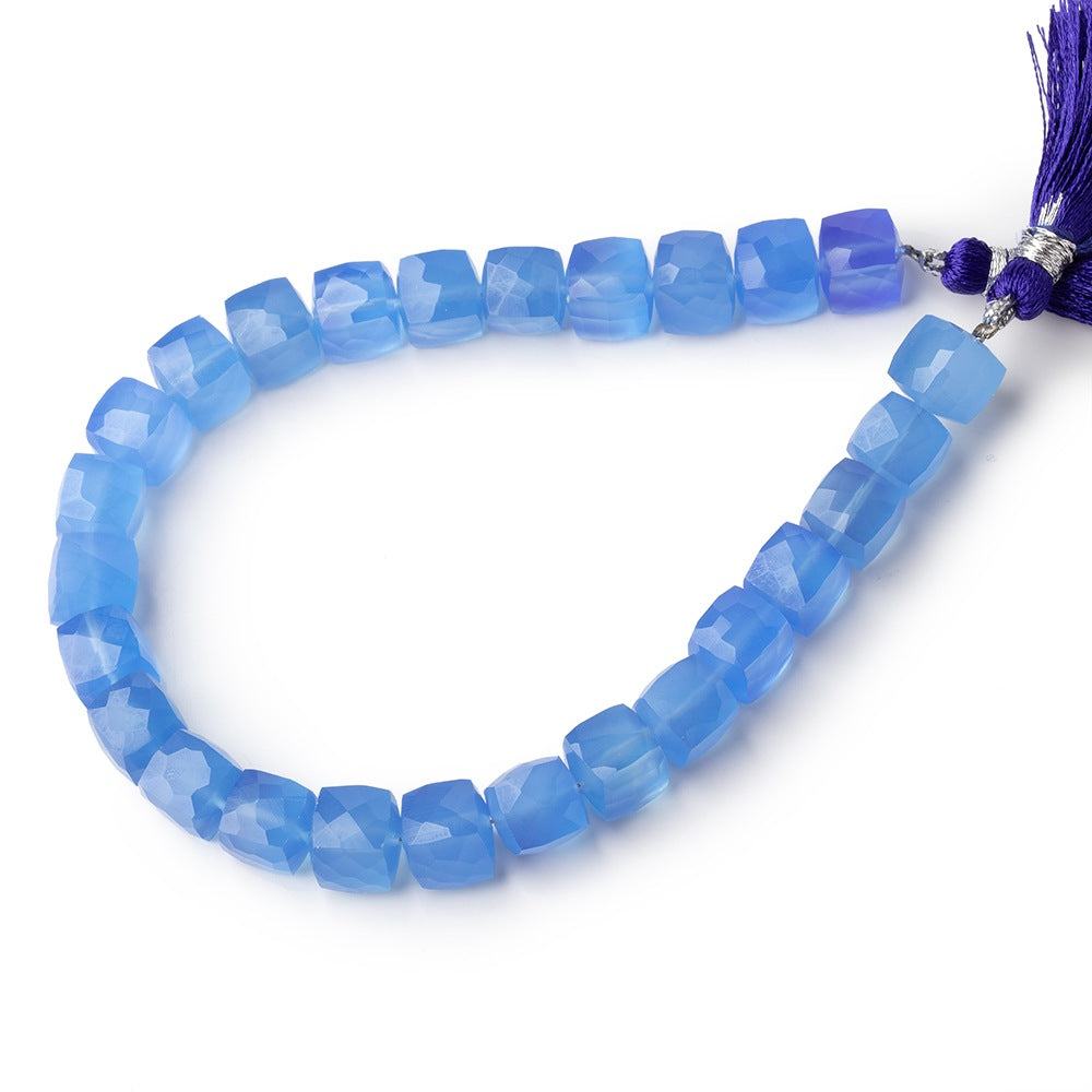 Beadsofcambay Santorini Blue Chalcedony Faceted Cube View 2