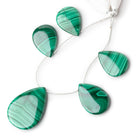 34x25 - 49x36mm Malachite Plain Pear Briolettes 6 inch 5 Beads - Beadsofcambay.com