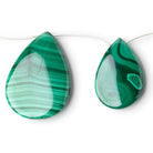 34x25 - 49x36mm Malachite Plain Pear Briolettes 6 inch 5 Beads - Beadsofcambay.com