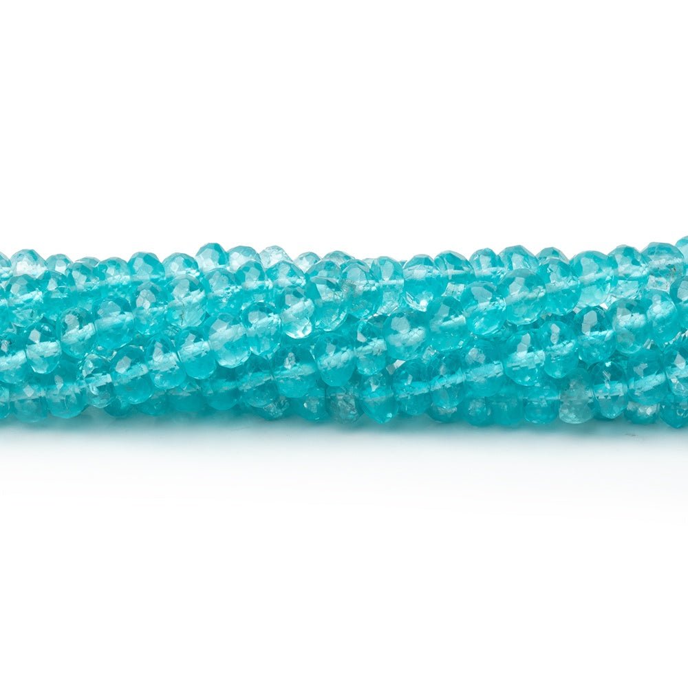 3.5-4.5mm Pool Blue Apatite Faceted Rondelle 17.5 inch 158 Beads AA - Beadsofcambay.com